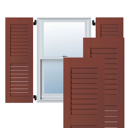 18W X 79H Exterior Real Wood Sapele Mahogany Open Louvered Shutters, Country Redwood PR